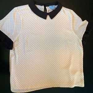 CeCe Pleat Sleeve Polka Dot Blouse